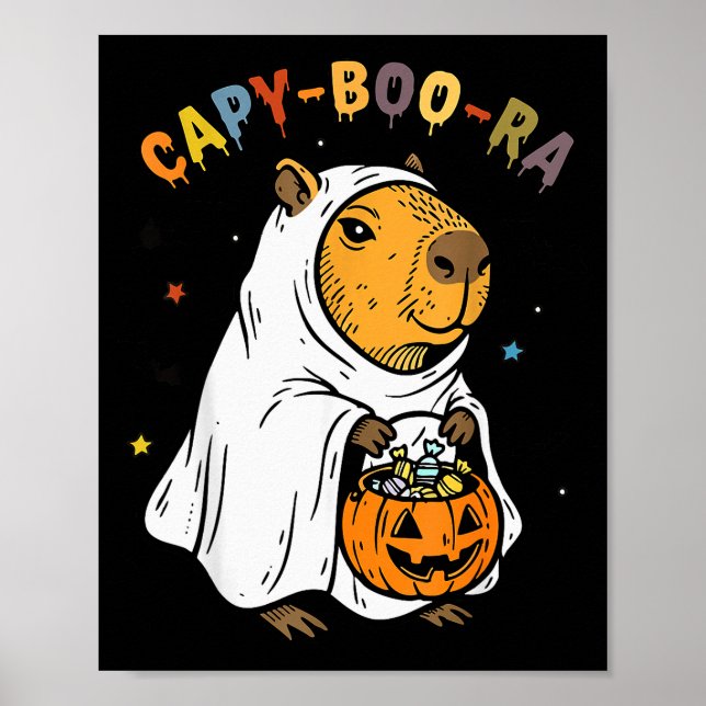 Poster Capy-boo-ra Cappy Halloween Funny Capybara Costume (Devant)