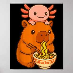Poster Capybara Anime Ramen Axolotl Drôle Graphique Kawai