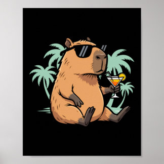 Poster Capybara avec queue - ambiance détendue