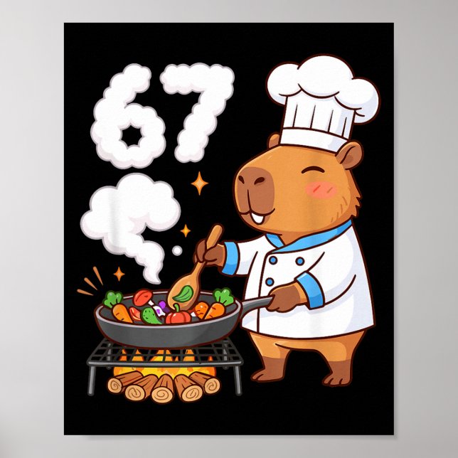 Poster Capybara Chef 67 Six Seven Funny Brain Rot Meme Gr (Devant)