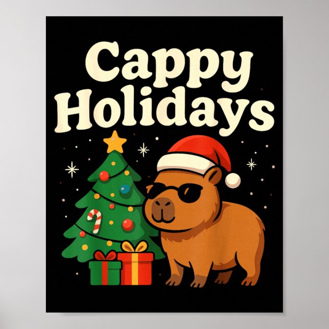 Poster Capybara Christmas Shirt, Funny Capy Holidays  (Devant)