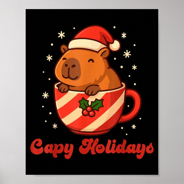 Poster Capybara Christmas Shirt, Funny Capy Holidays  (Devant)