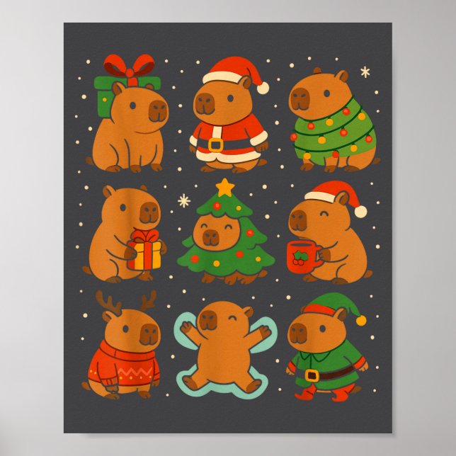 Poster Capybara Christmas Shirt, Funny Capy Holidays  (Devant)