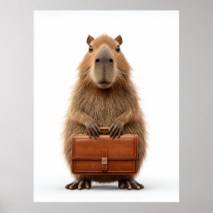 Poster Capybara d'affaires avec Porte-documents