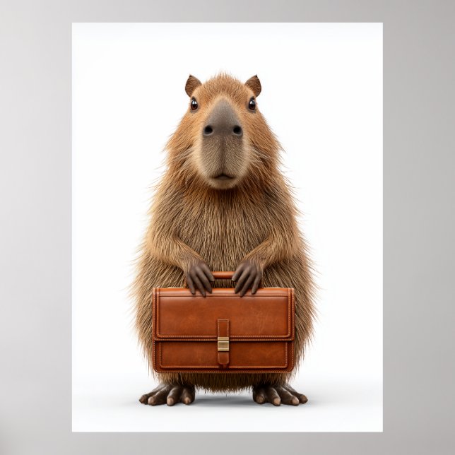 Poster Capybara d'affaires avec Porte-documents (Devant)
