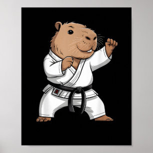 Poster Capybara d'arts martiaux drôle de karaté taekwondo