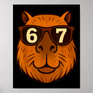Poster Capybara drôle Sungles 67 Six Sept Mème 