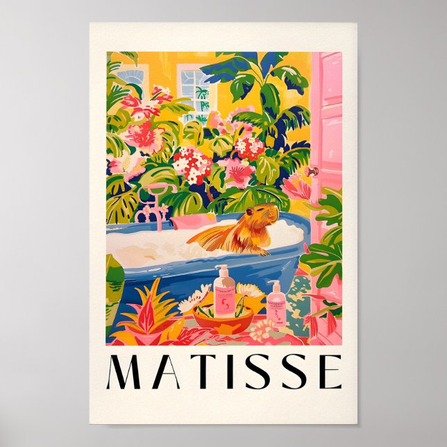 Poster Capybara En Baignoire Impression, Baignoire Tropic (Devant)