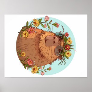Poster Capybara en lunettes de soleil Été