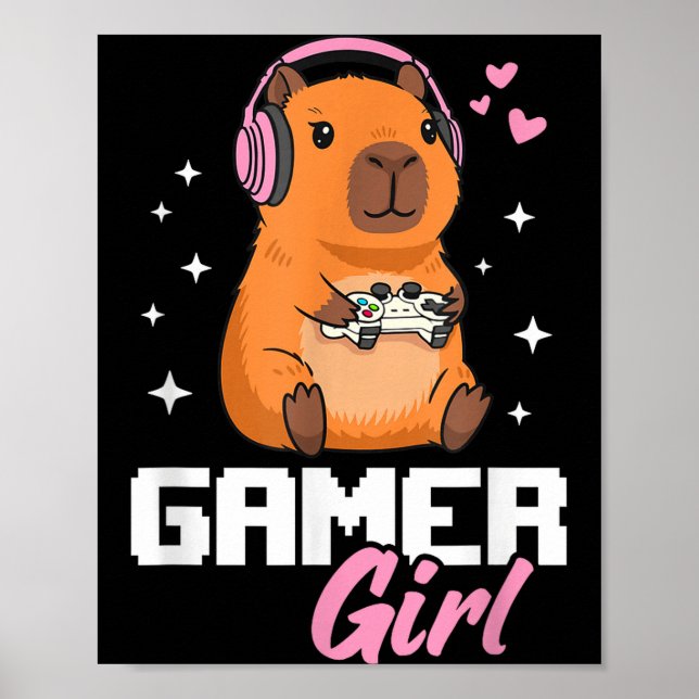 Poster Capybara Gamer Girl Gaming  (Devant)