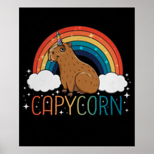 Poster Capybara Gift Girls Unicorn Rainbow Capybara