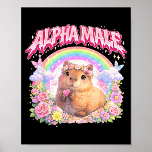 Poster Capybara Mignon Fleur Arc-en-ciel Drôle pour Homme