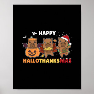 Poster capybara noël halloween costume heureux halloth