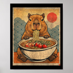 Poster Capybara Ramen Japonais Graphique Drôle Kawaii Ani