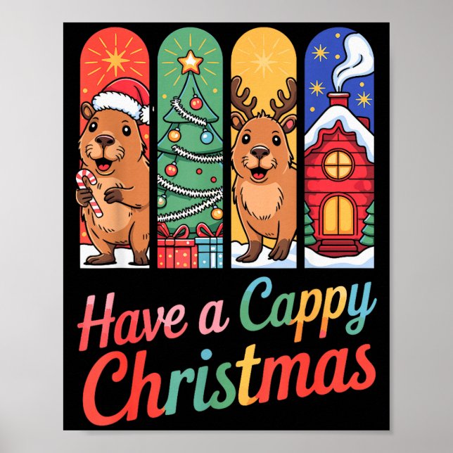 Poster Capybara Reindeer Xmas Have A Capy Christmas  (Devant)
