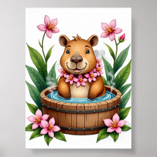 Poster Capybara Relaxant Bain à Remous Cozy Spa Jour Trop