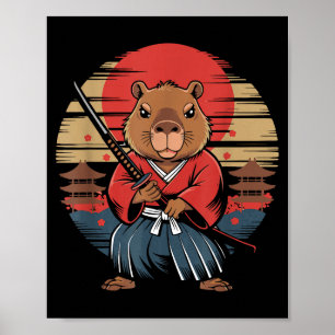 Poster Capybara Samouraï Japonais