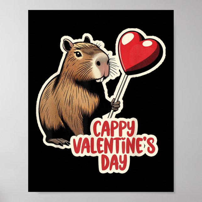 Poster Capybara Valentine, Cappy Valentines Day, Capybara (Devant)