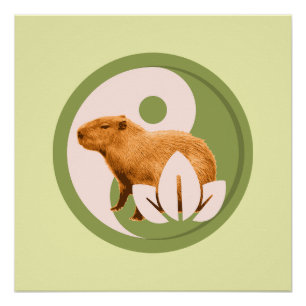 Poster Capybara Zen Yin Yang Nature Paisible