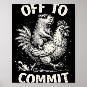 Poster Capyra à cheval sur un poulet pour commettre un mè