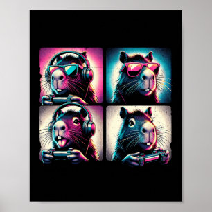 Poster Capyra Drôles de jeux vidéo Photobooth animal Drôl