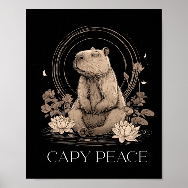 Poster Capyra Peace Cute Yoga  (Devant)