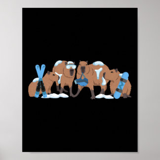 Poster Capyra Ski Cute Capy Snowboard Hiver Capyra Lo