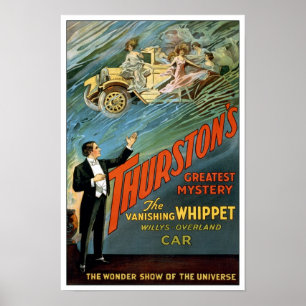 Poster Car de disparaition, 1925. Magicien vintage