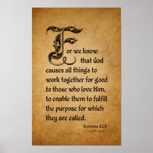 Poster Car nous savons que Dieu (Écriture Romains 8:28