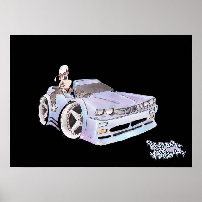 POSTER CAR TOON BMW (Devant)