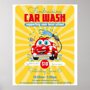 Poster Car Wash thème Événement Flyer, évènement scolaire