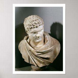Poster Caracalla, buste cuirassé en marbre romain, 212-21