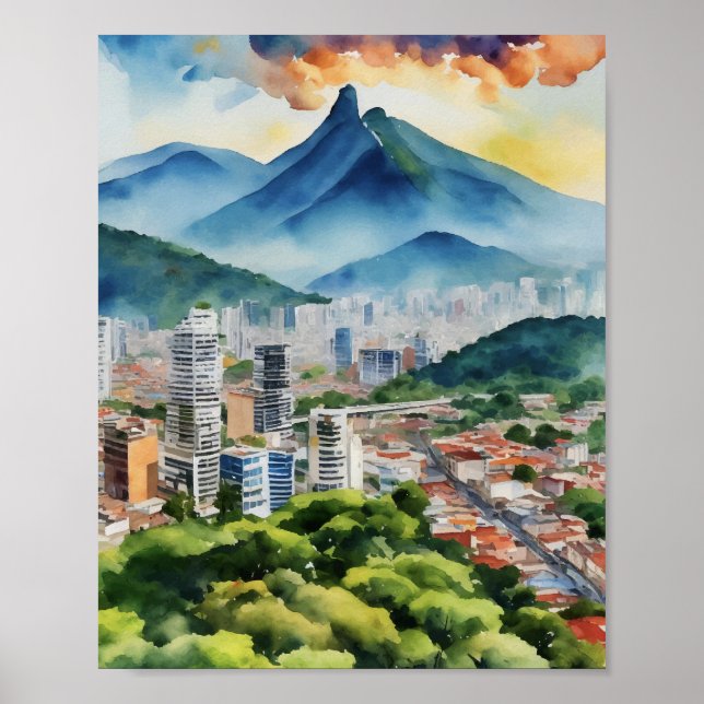Poster Caracas Venezuela Aquarelle (Devant)