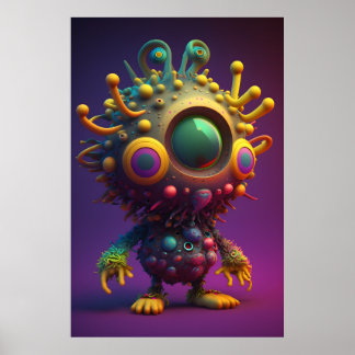 Poster Caractère coloré 3D enchanteur