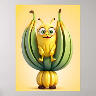 Poster Caractère de banane drôle