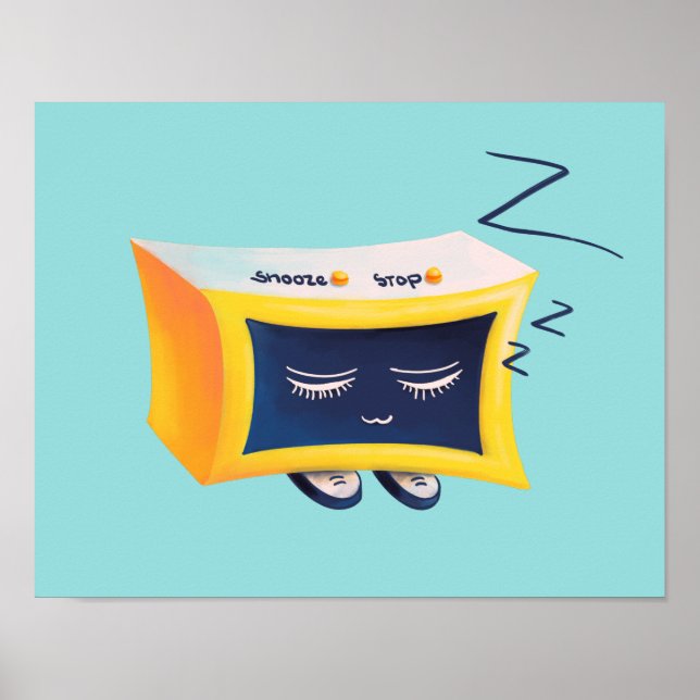 Poster Caractère de l'alarme de couchage Kawaii mignon