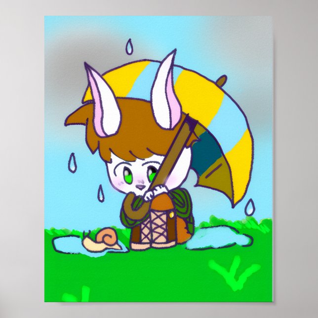 Poster caractère original, style mignon le lapin. (Devant)