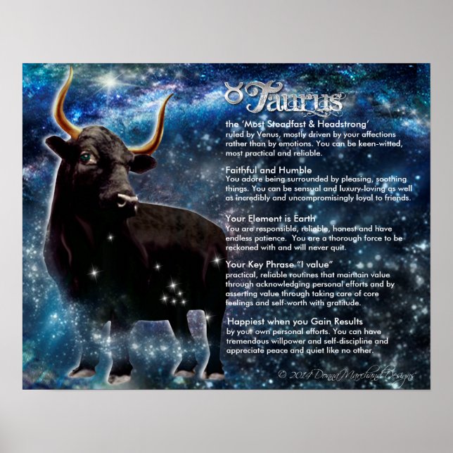 Poster Caractéristiques du Taurus (Devant)
