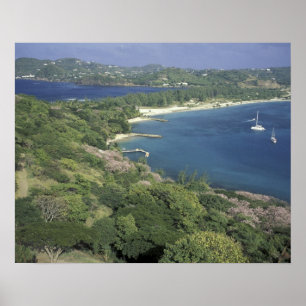 Poster Caraïbes, Antilles, Sainte-Lucie. Vue de