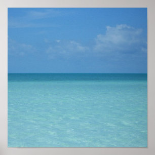 Poster Caraïbes Horizon Tropical Turquoise Bleu