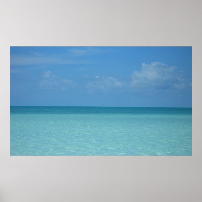 Poster Caraïbes Horizon Tropical Turquoise Bleu (Devant)