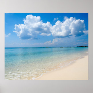 Poster Caraïbes - Plage de Seven Mile - Îles Caïmans