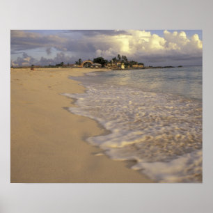 Poster Caraïbes, Saint-Martin (St. Maarten). Baie de Maho