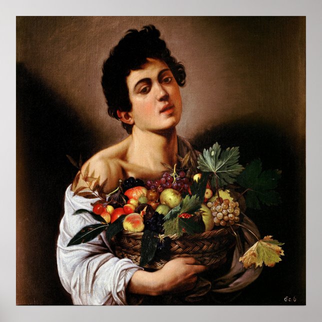 Poster Caravaggio - Garçon avec panier de fruits (1593) (Devant)