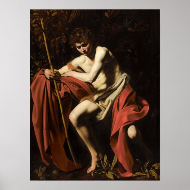 Poster Caravaggio - Jean Le Baptiste Dans Le Désert (Devant)