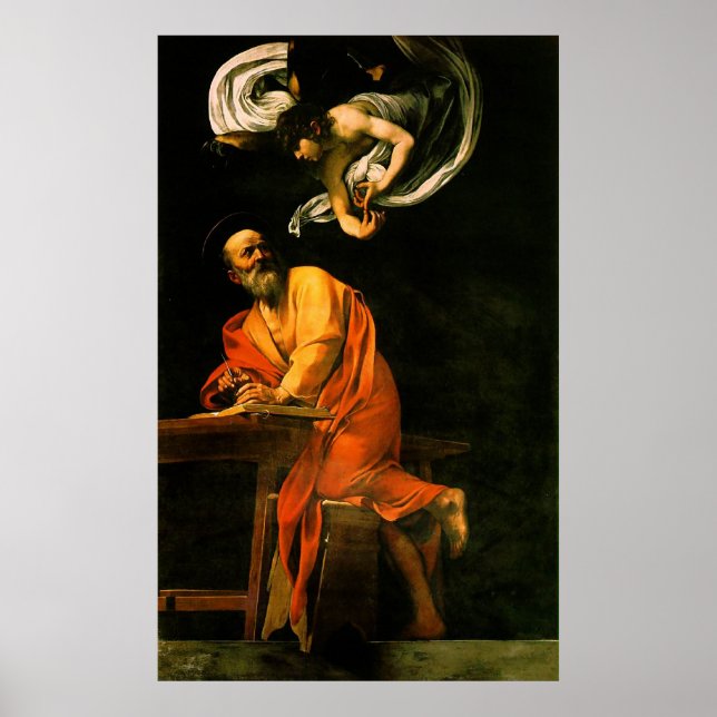 Poster Caravaggio L'Inspiration De Saint Matthieu (Devant)