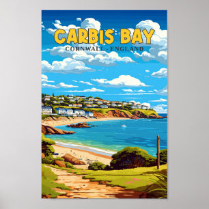 Poster Carbis Bay Cornwall Angleterre Travel Art Vintage