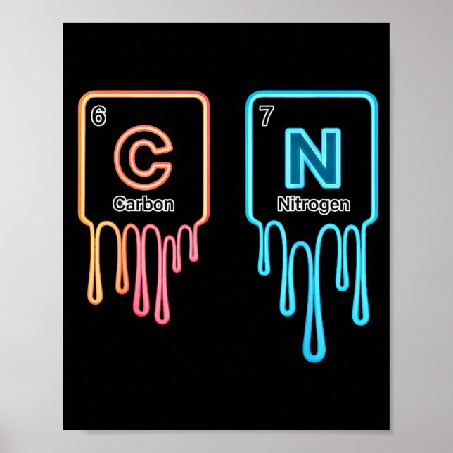 Poster Carbon Nitrogen Science Design Fun Chemistry Lover (Devant)