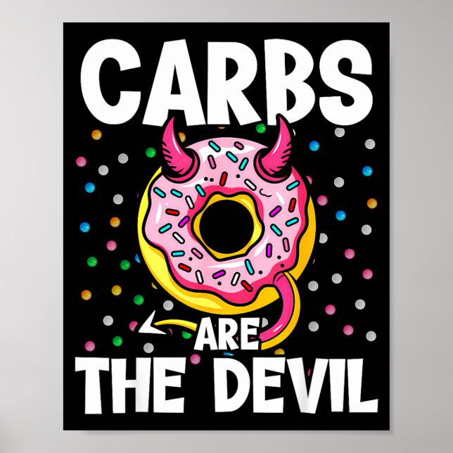 Poster Carbs Are The Devil Funny Donut Diet New Year's Re (Devant)