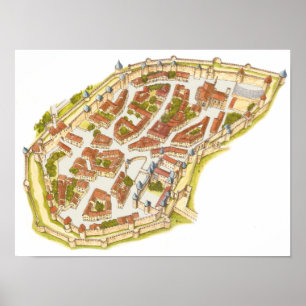 Poster Carcassonne France. Vue aérienne